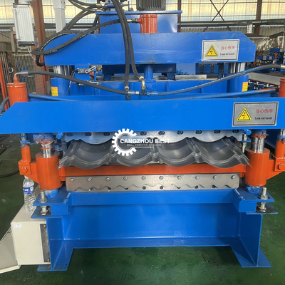 Stalowa dwuwarstwowa maszyna do formowania rolek PLC 914 mm Jami Tile Falista blacha dachowa