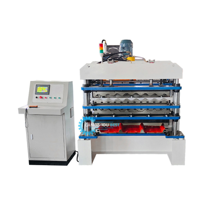 PLC sterowanie hydrauliczne cięcie Tr4 Tr5 walcowane trzywarstwowe dachówki blachy maszyny dla Peru
