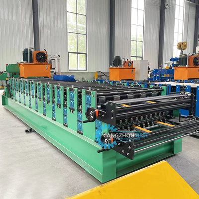 Kolorowy profil stalowy Hydraulic Double Layer Sheet Metal Roofing Machine PLC Control