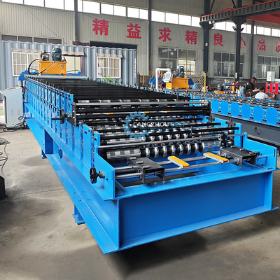 Hydrauliczne cięcie 5,5 kW Galwanizowana stal podwójny warstwy dachówki Panel Profil Roll Forming Machine