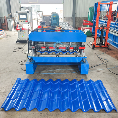 Meksyk Popularny projekt dachówka płytki Roll Forming Machine hydraulic Guide Pillar 3D Cutter Hiszpański