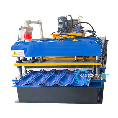 Kolorowe stalowe sterowanie PLC Prasowanie hydrauliczne i cięcie Zee Roof Tile Roll Forming Machine