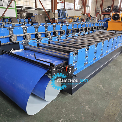 Kolorowe stalowe sterowanie PLC Prasowanie hydrauliczne i cięcie Zee Roof Tile Roll Forming Machine