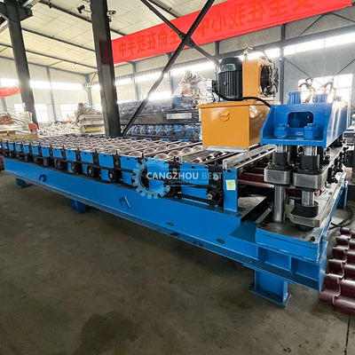 PLC Control Profil kolorowy Roof Tile Roll Forming Machine Rosja Przesyłka skrzynia biegów