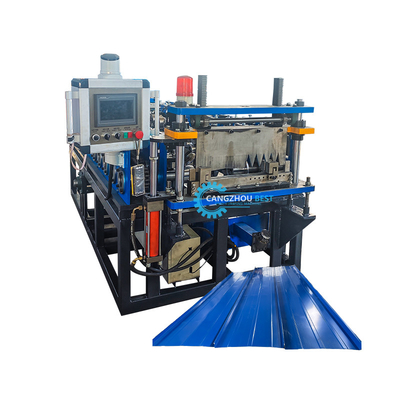 Kolor Stalowy Automatyczna zmiana wielkości Przenośna stojąca szwy dachowej arkusz Roll Forming Machine