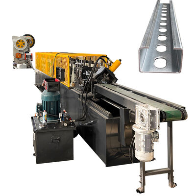 Hydraulic Punching C Channel Purlin Roll Forming Machine with Flying Cutter 