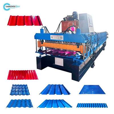 Dwuwarstwowa maszyna do formowania rolek do paneli dachowych i ściennych Wielofunkcyjna dwuwarstwowa maszyna do formowania stali kolorowej